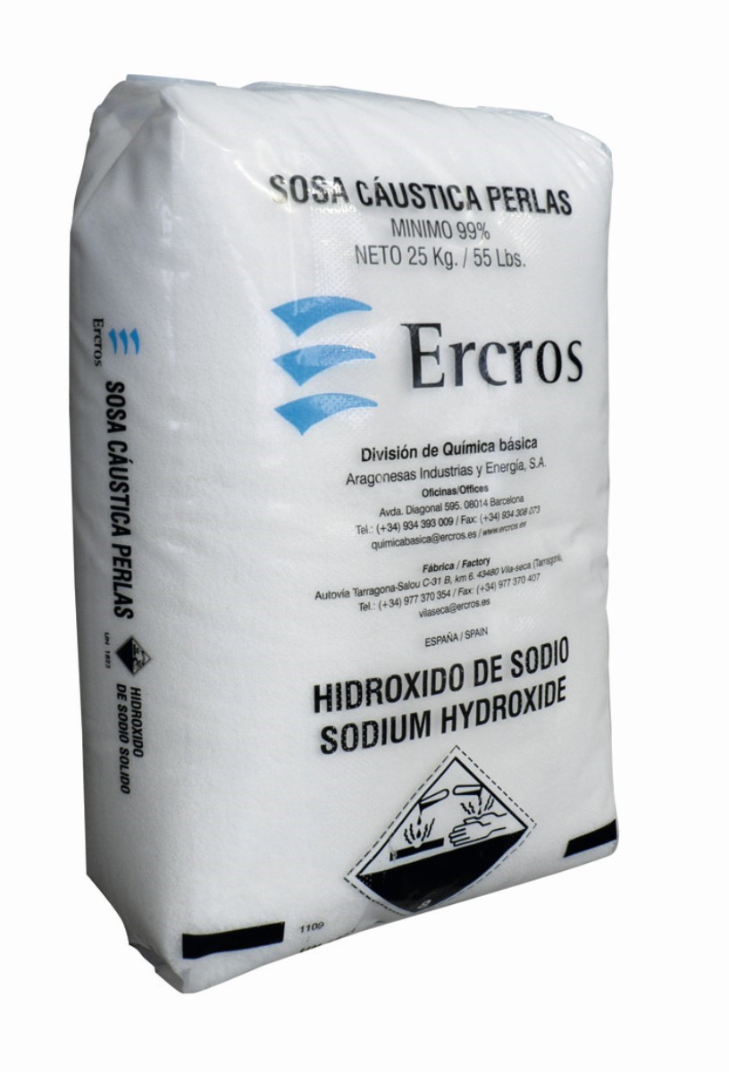 Sodium hydroxide pearls 98% Foodgrade (E524), 25 kg