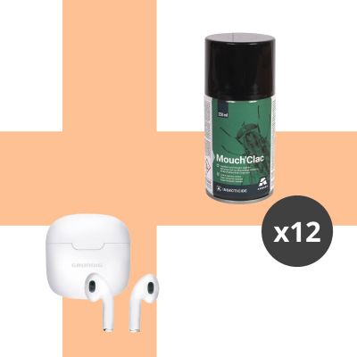 Actiepakket: Bij aankoop van 12 bussen Mouch'Clac + gratis Earbuds