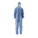 Blue disposable overall with PE coating