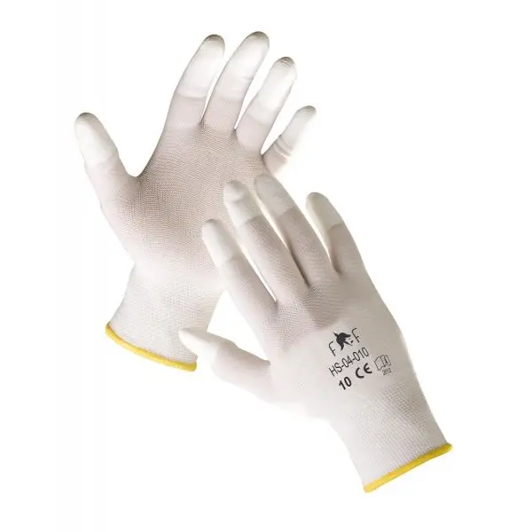 Nylon gloves with PU fingertip coating