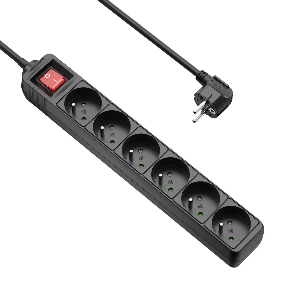 Stekkerdoos 5 voudig, 5 meter kabel