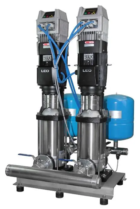 Dubbele meertrapspomp LEO LVS 05/08 met frequentiesturing voorgemonteerd