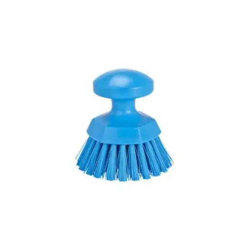 [A00446] Round hand scrubbing brush blue Vikan with hard bristles