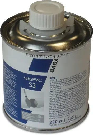 [A01300] PVC lijm S3 met kwast Saba, 0,25 liter