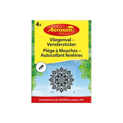 [A02141] Vliegenval venstersticker met motief, 4 stuks