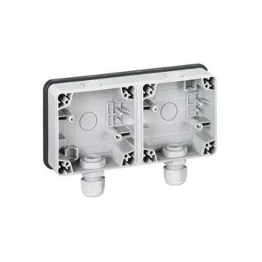 [A02338] Waterproof surface-mounted double box, horizontal, Plexo 66