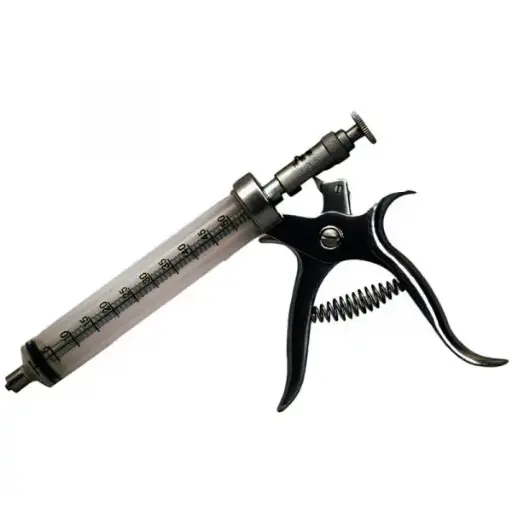 [A02734] Injection syringe Pro-Shot II aluminium, 50 mL